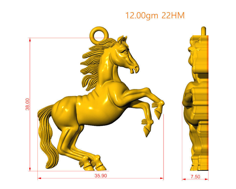 Horse Pendent  3D print model_7