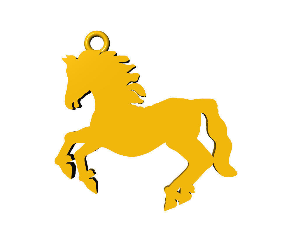 Horse Pendent  3D print model_3