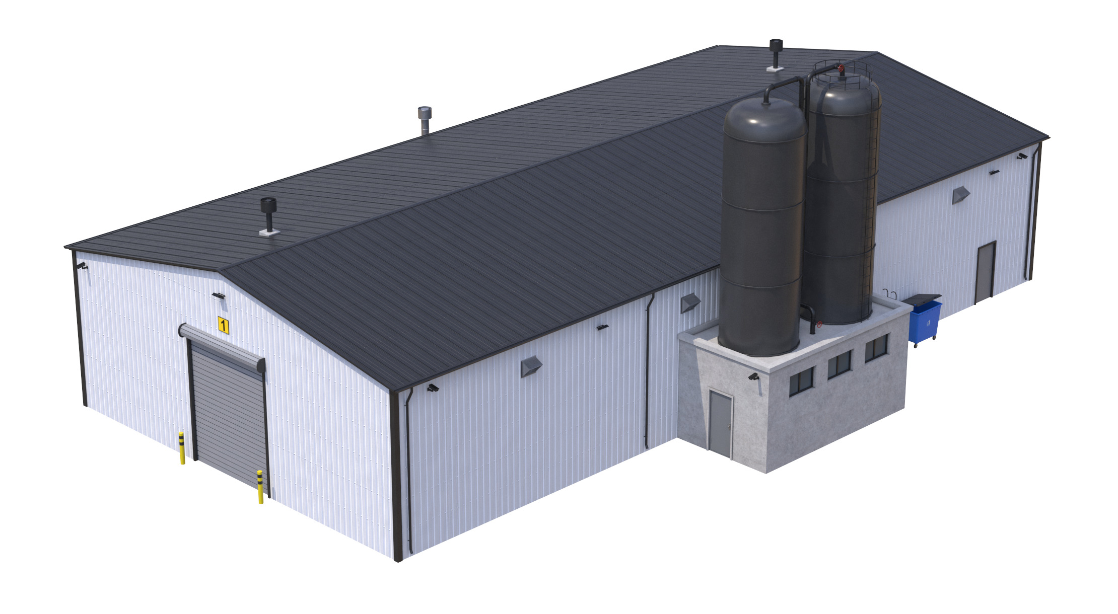 Industrial Building 6 Low-poly 3D model_9