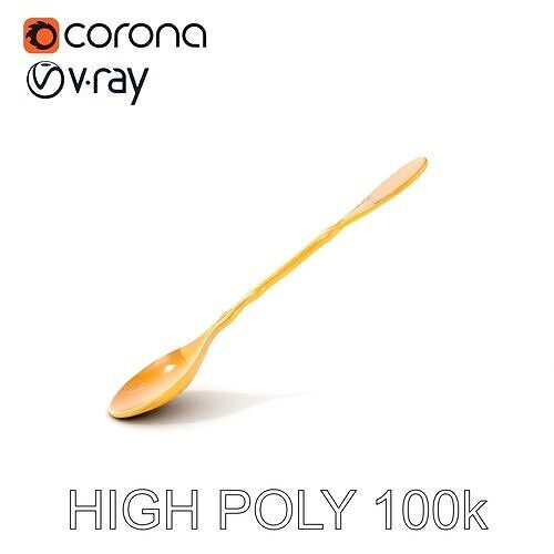 Gold DoubleEnded Spoon D Model Pack Low-poly 3D model