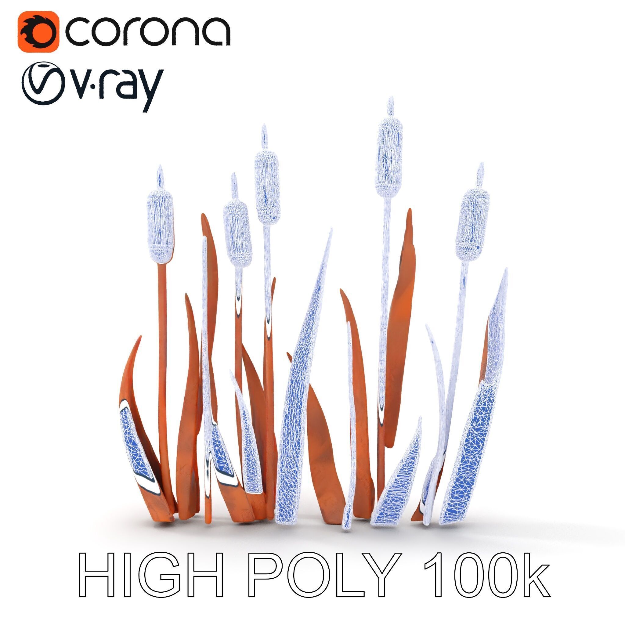 Rustic Cattail Reeds Model Pack Low-poly 3D model_25
