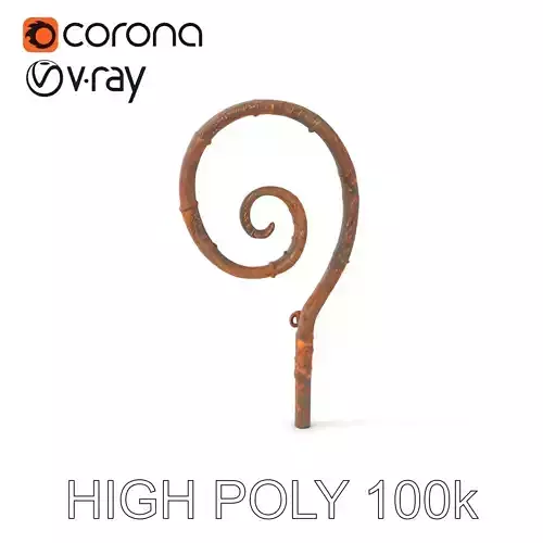 Vintage Metal Spiral Staff Model Pack