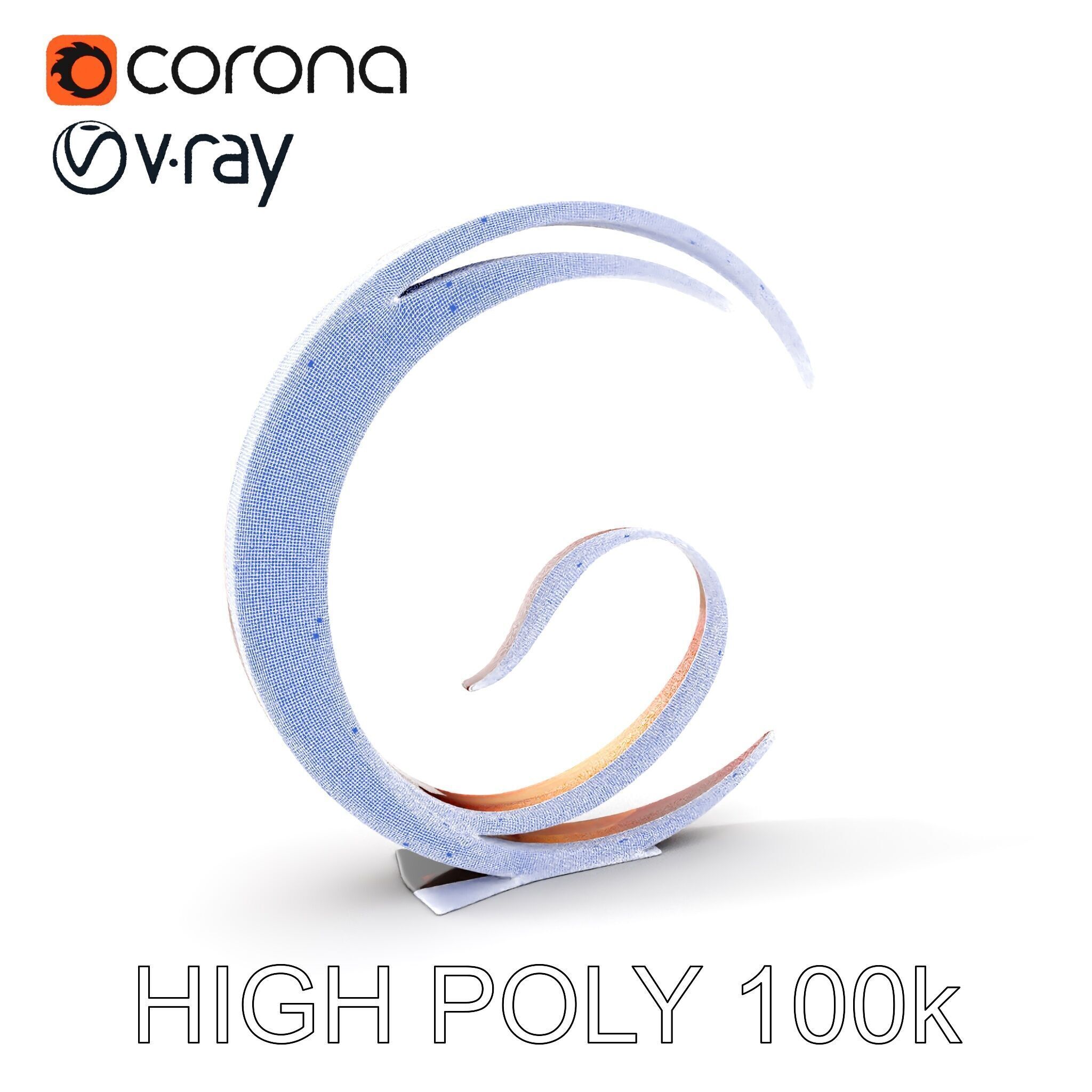 Abstract Metal Sculpture Model Pack Low-poly 3D model_5