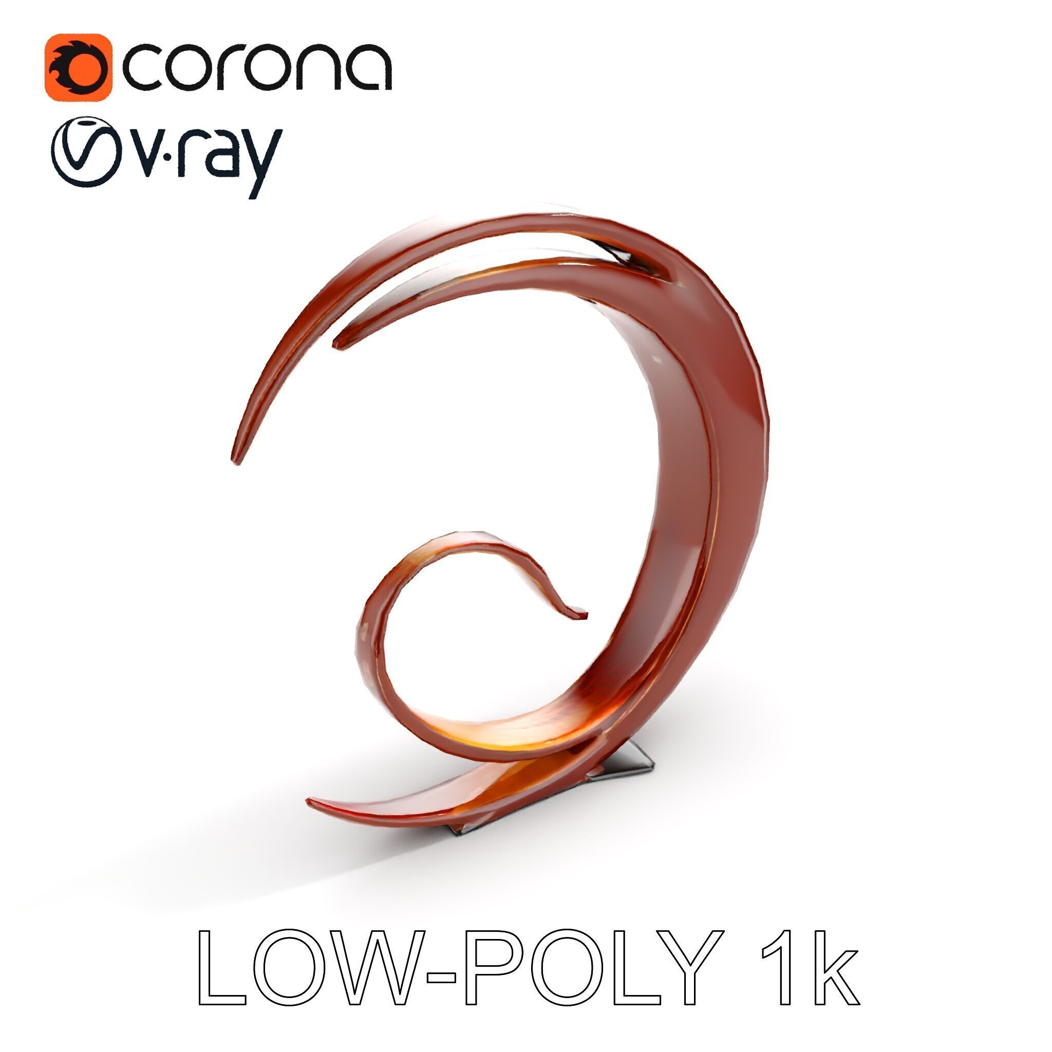 Abstract Metal Sculpture Model Pack Low-poly 3D model_12