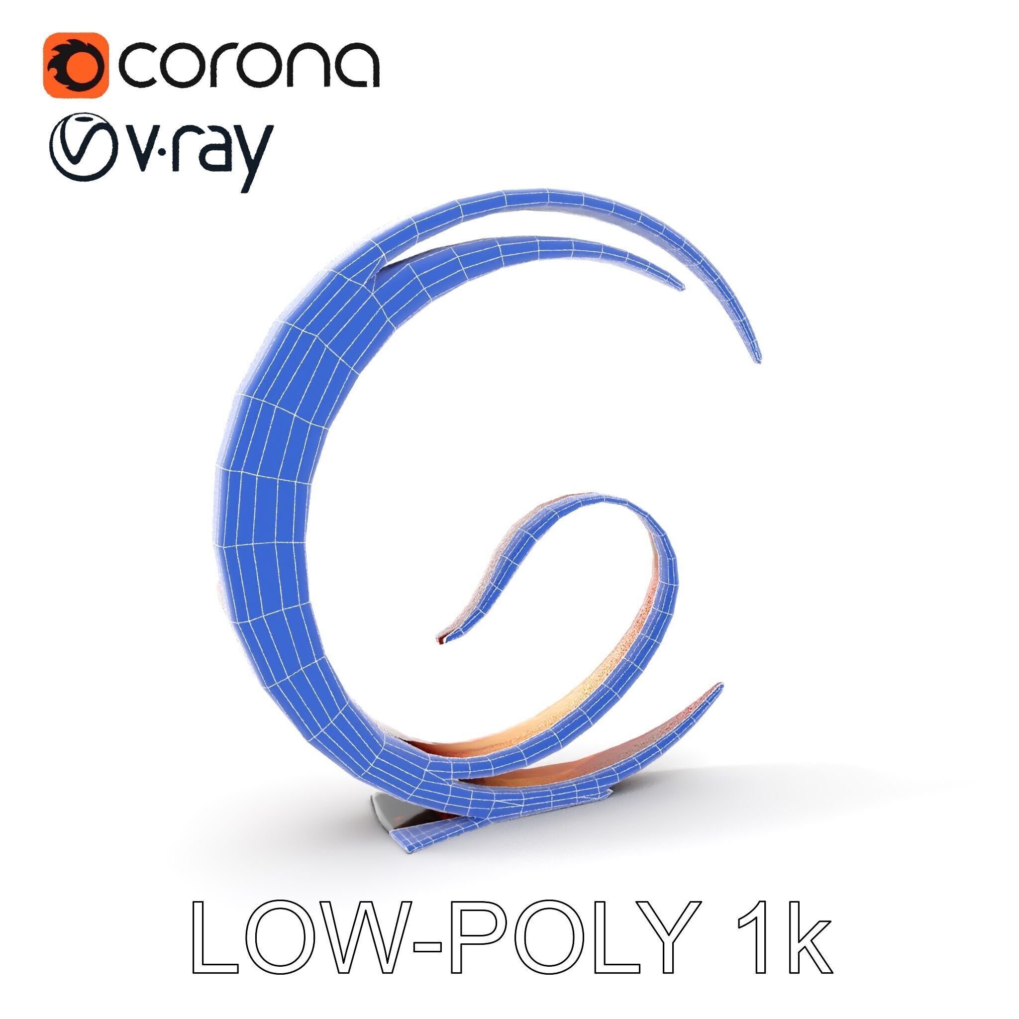 Abstract Metal Sculpture Model Pack Low-poly 3D model_10