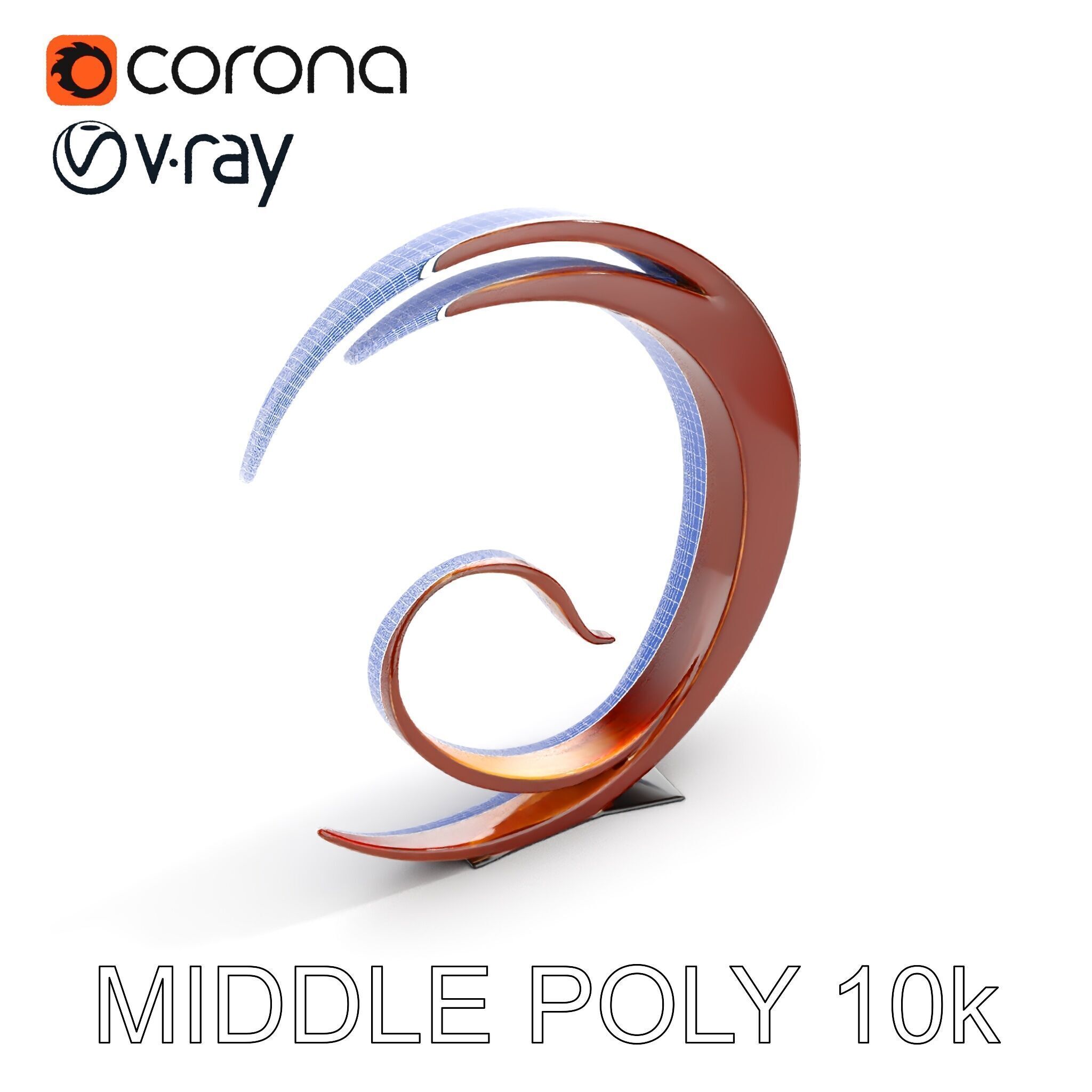 Abstract Metal Sculpture Model Pack Low-poly 3D model_11