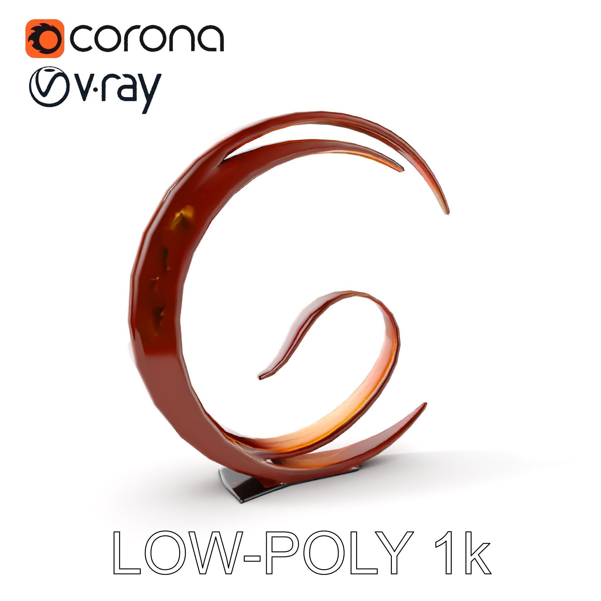 Abstract Metal Sculpture Model Pack Low-poly 3D model_8