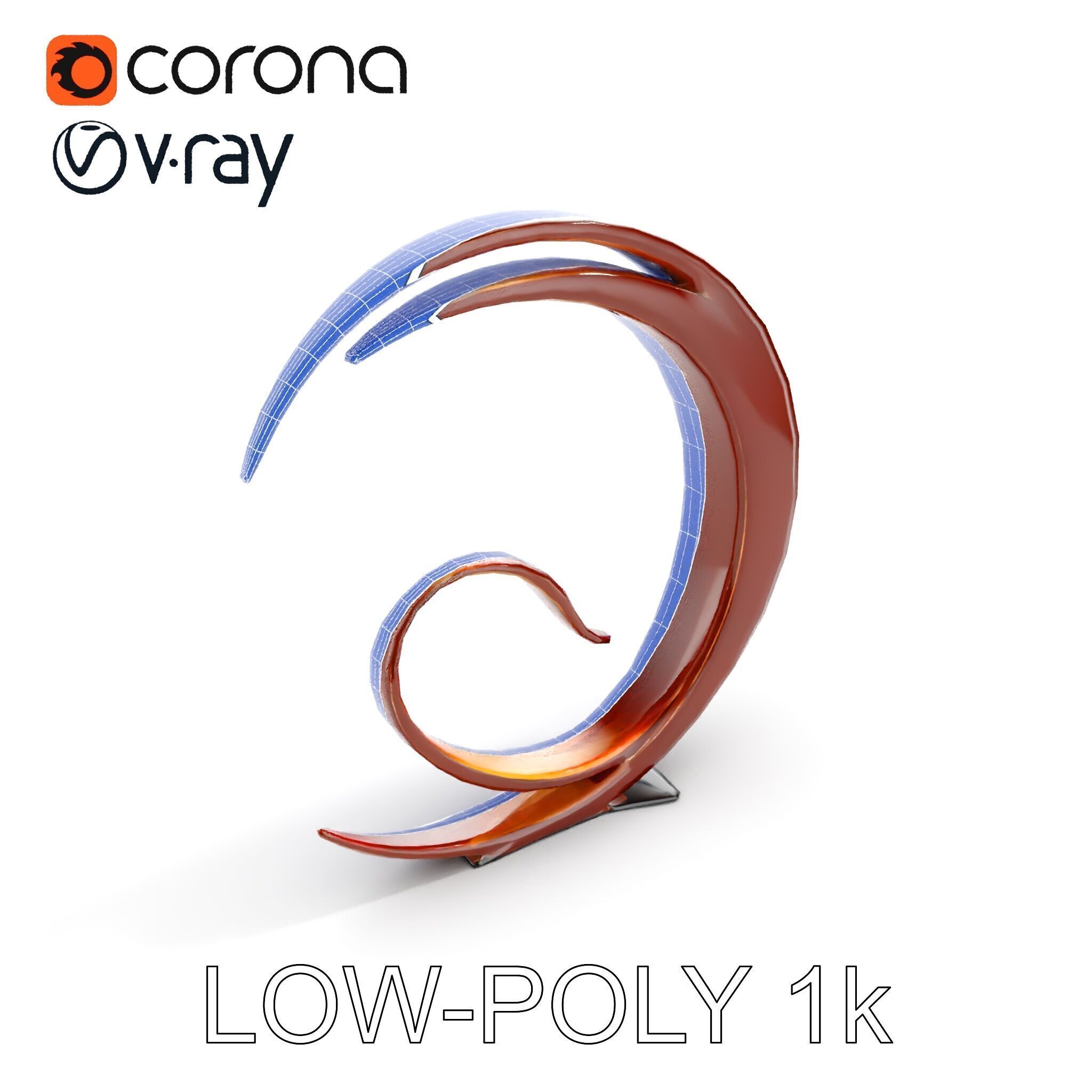 Abstract Metal Sculpture Model Pack Low-poly 3D model_18