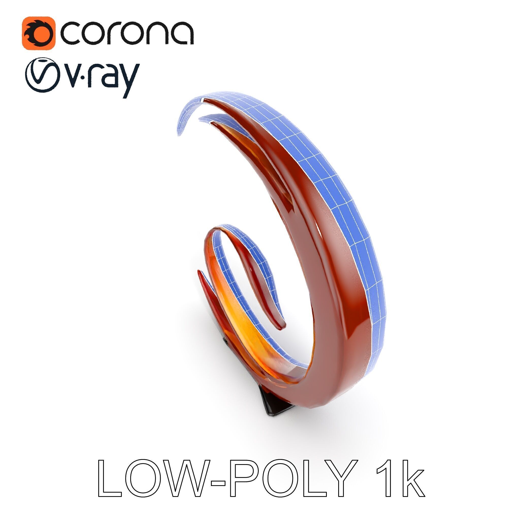 Abstract Metal Sculpture Model Pack Low-poly 3D model_26