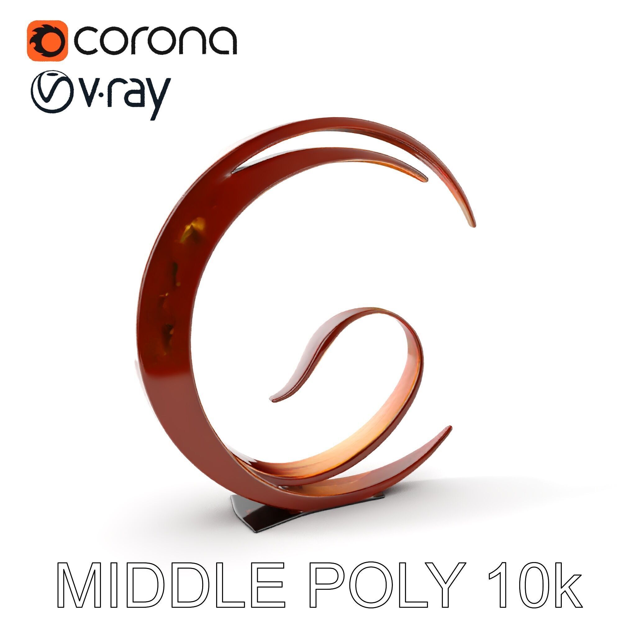 Abstract Metal Sculpture Model Pack Low-poly 3D model_7