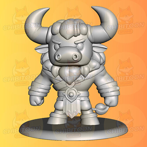 Tauron The Mighty Minotaur Chibi Kawaii 3D print model