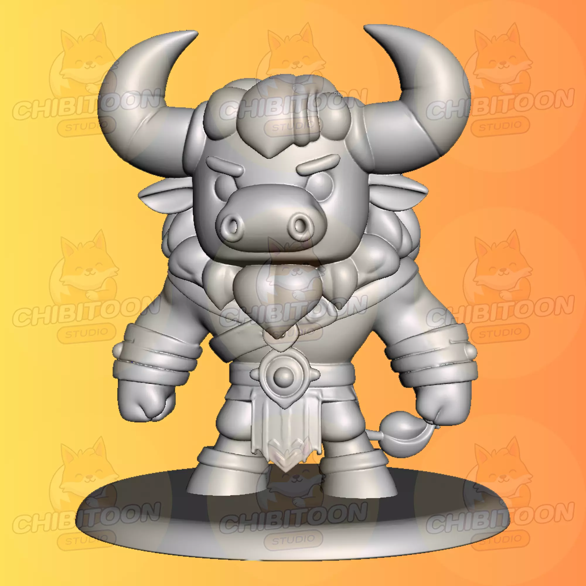 Tauron The Mighty Minotaur Chibi Kawaii 3D print model