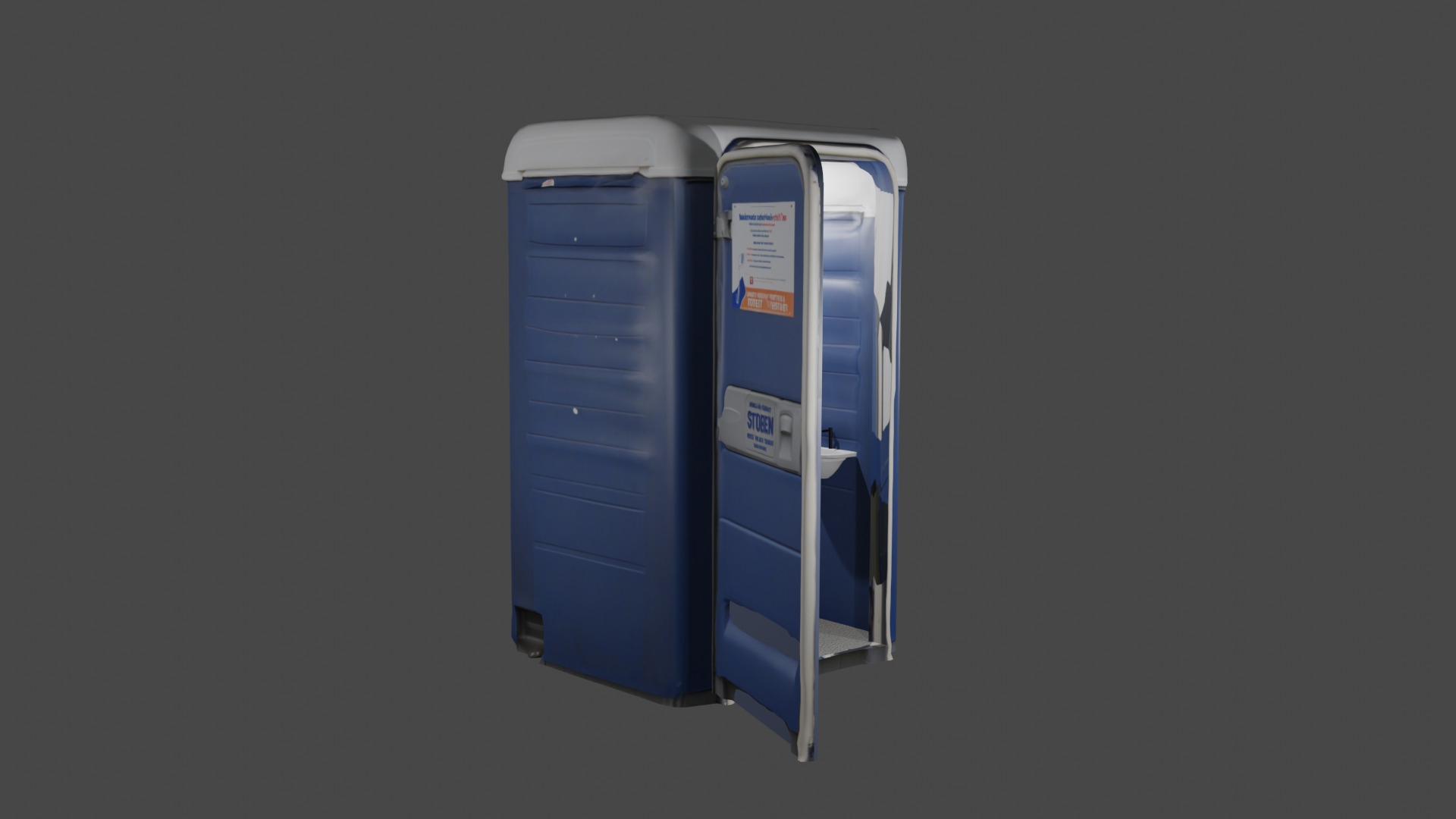 Portable Toilet - Rigged  Low-poly 3D model_3