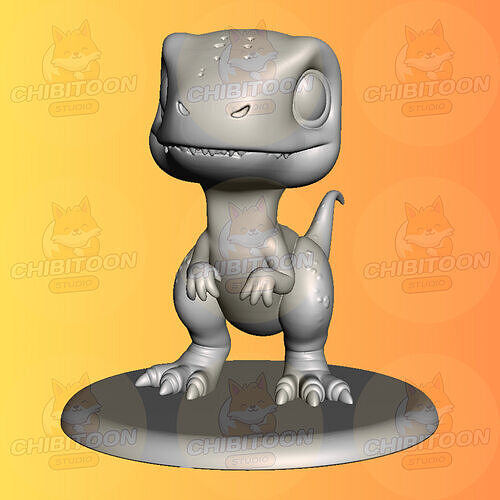 Skitter The Speedy Raptor Chibi Kawaii 3D print model