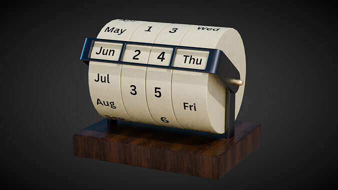 Rotating Wheel Retro Calendar Low-poly 3D model