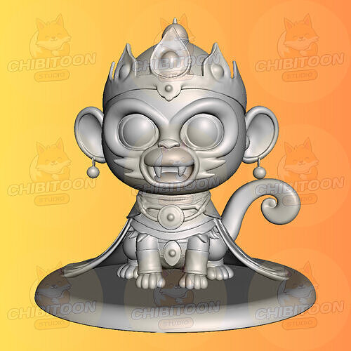 Tashi The Majestic Monkey King Chibi Kawaii 3D print model