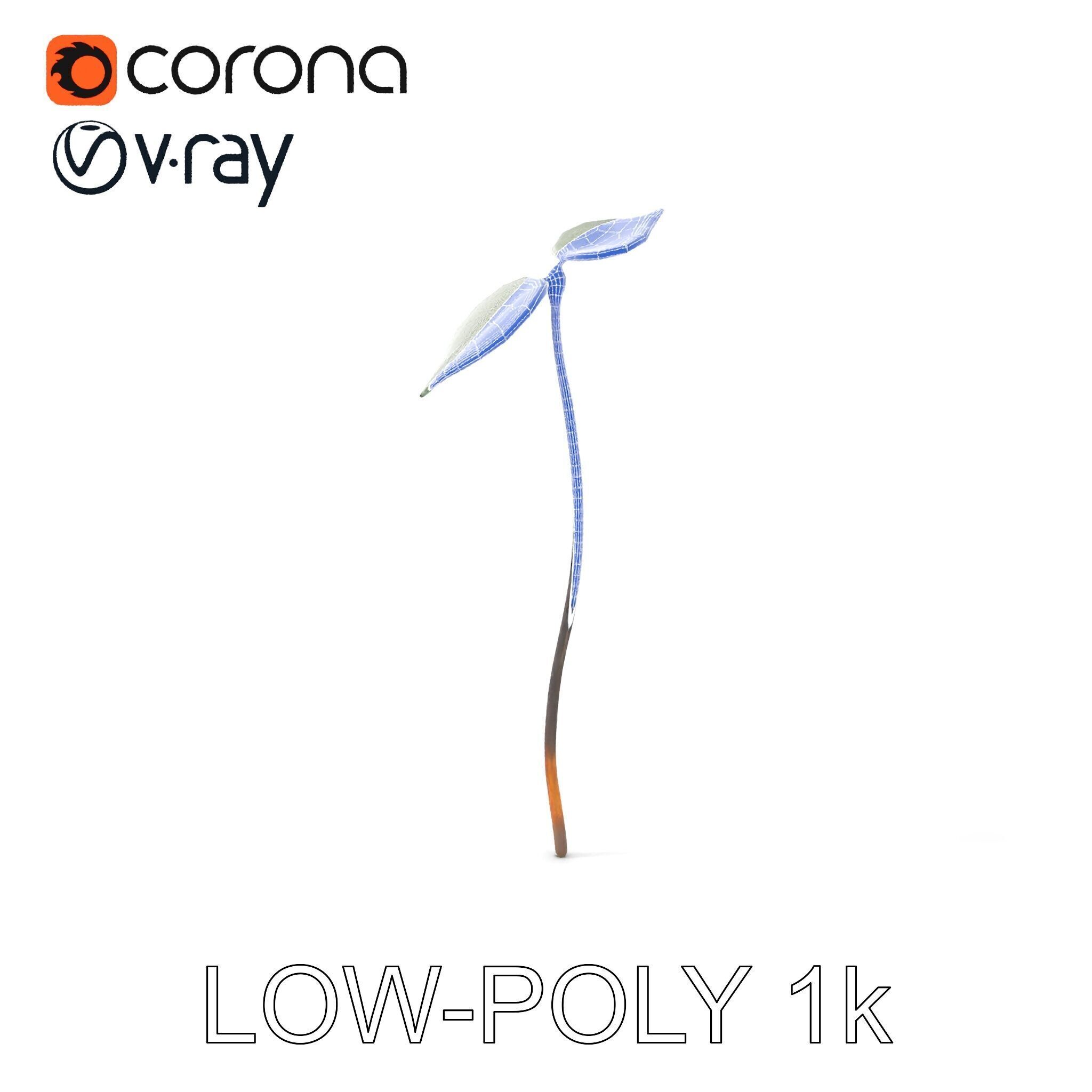 Young Plant Sprout Model Pack for Natural Environments Low-poly 3D model_10