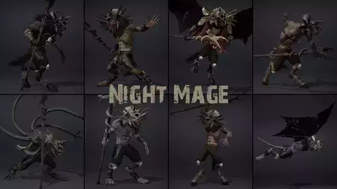 Night Mage Low-poly 3D model