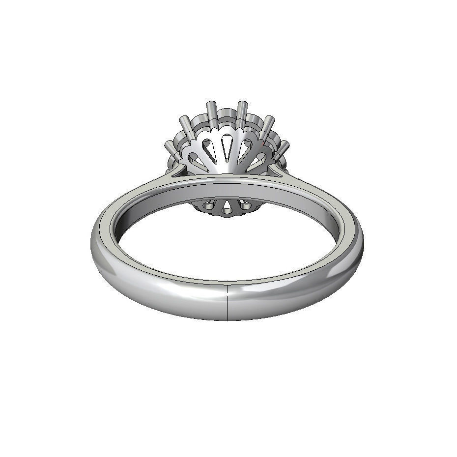 Engagement ring  with round gemstone 002 3D print model_4