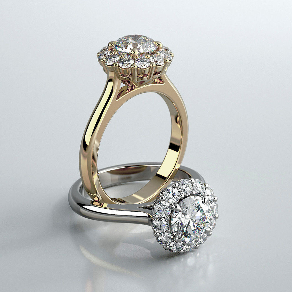 Engagement ring  with round gemstone 002 3D print model_1
