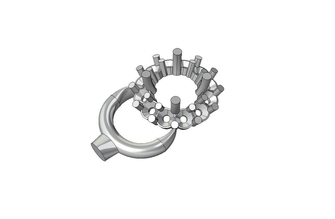 Engagement ring  with round gemstone 002 3D print model_6