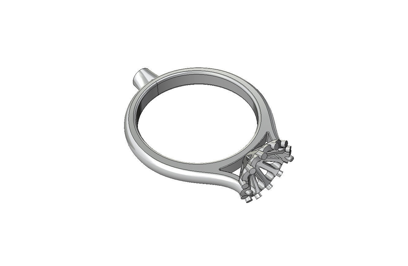 Engagement ring  with round gemstone 002 3D print model_5