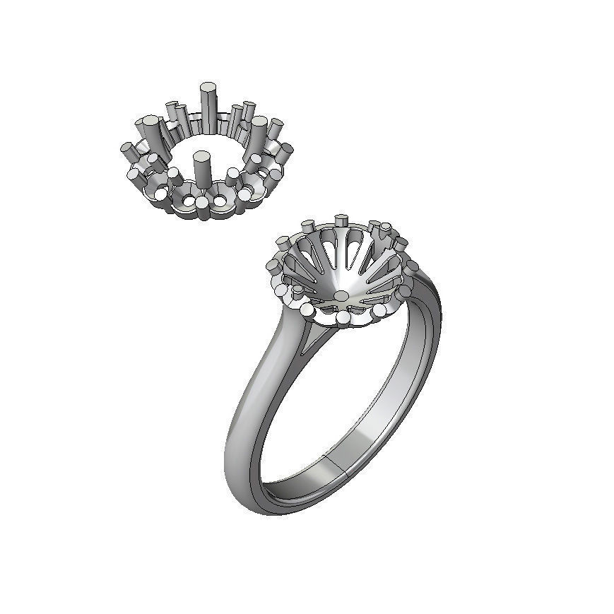 Engagement ring  with round gemstone 002 3D print model_3