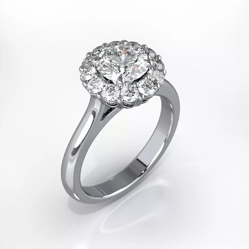 Engagement ring  with round gemstone 002 3D print model_0
