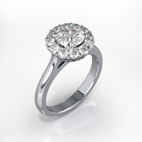 Engagement ring  with round gemstone 002 3D print model
