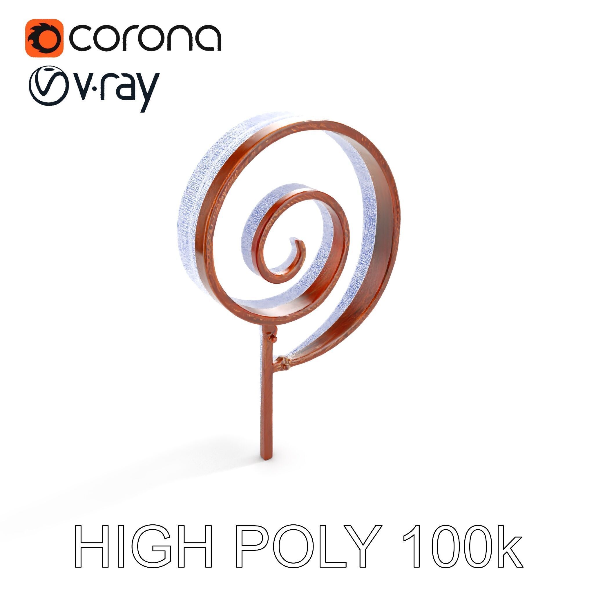 Decorative Iron Spiral Model Pack Low-poly 3D model_33