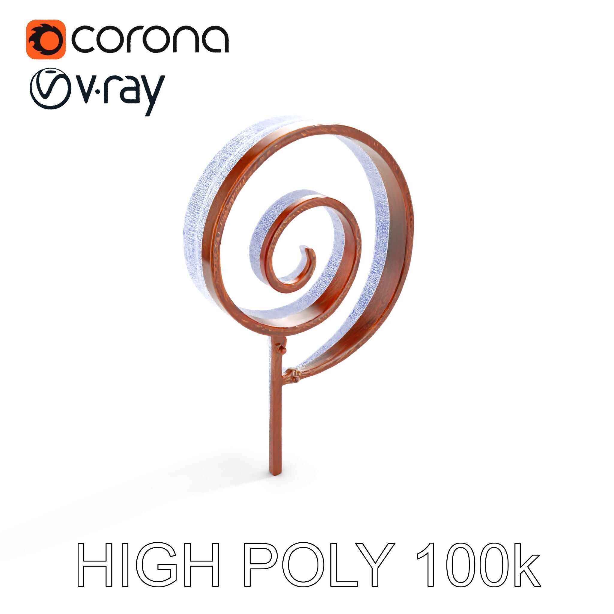 Decorative Iron Spiral Model Pack Low-poly 3D model_23