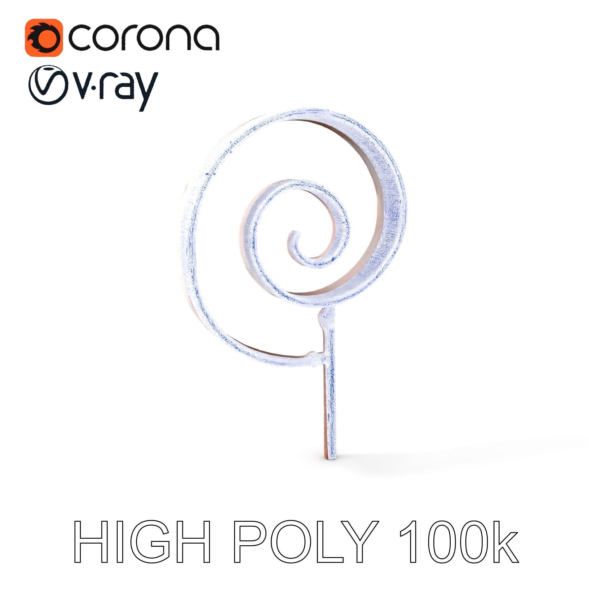 Decorative Iron Spiral Model Pack Low-poly 3D model_5