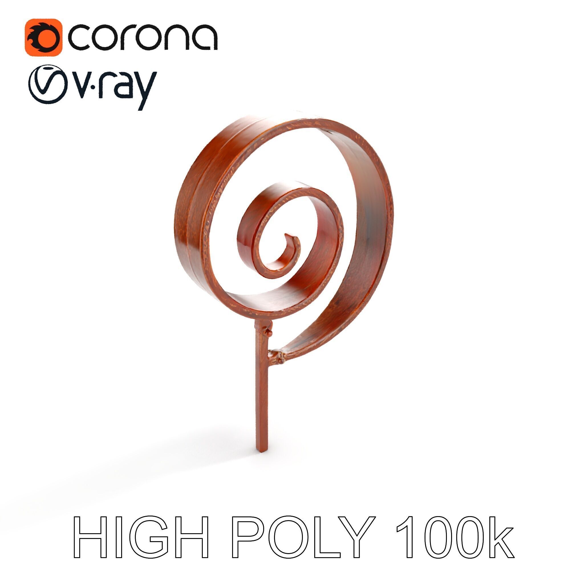 Decorative Iron Spiral Model Pack Low-poly 3D model_13