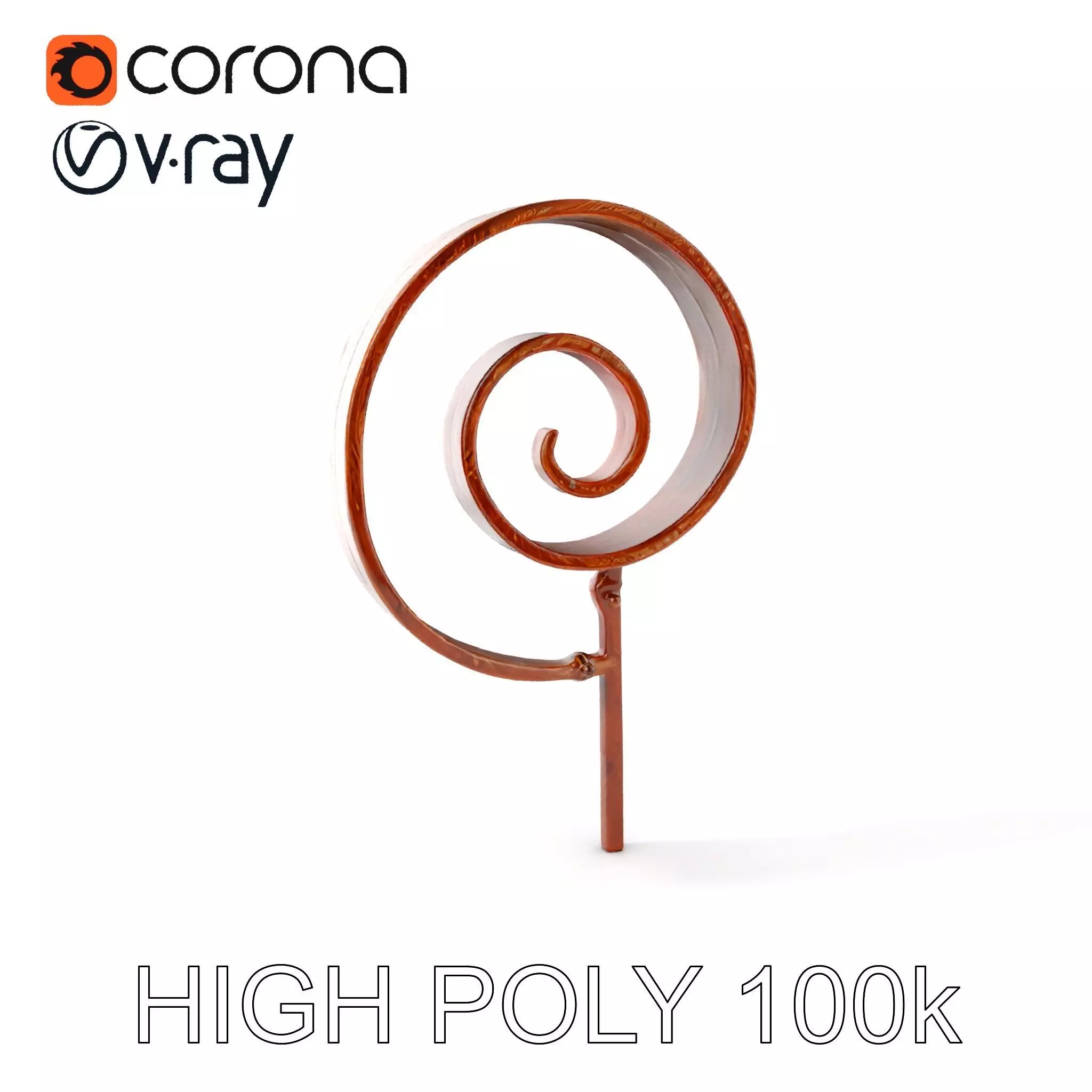 Decorative Iron Spiral Model Pack Low-poly 3D model_0