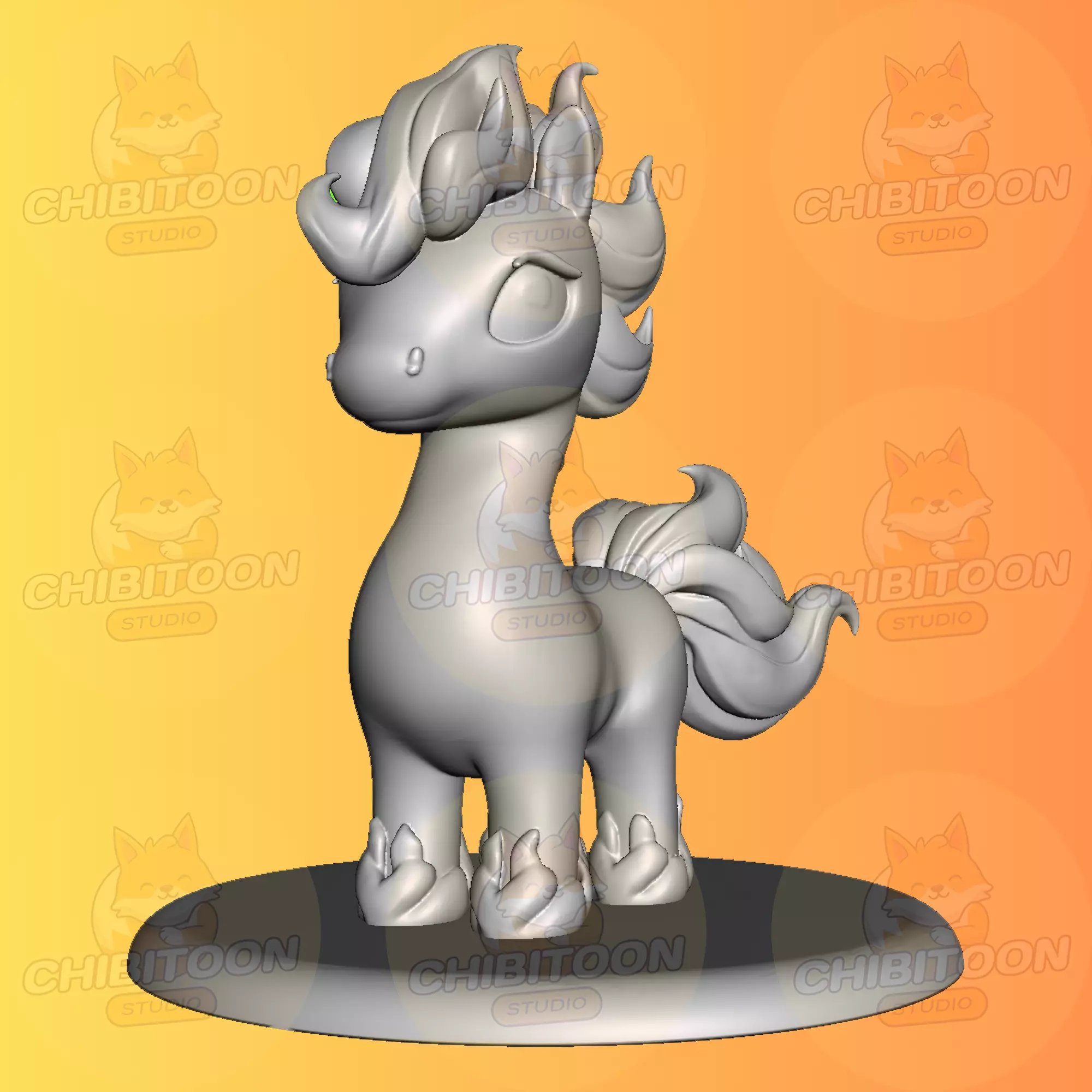 Ember The Fiery Fire Pony Chibi Kawaii 3D print model_0