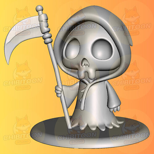 Grimmy The Adorable Grim Reaper Chibi Kawaii 3D print model