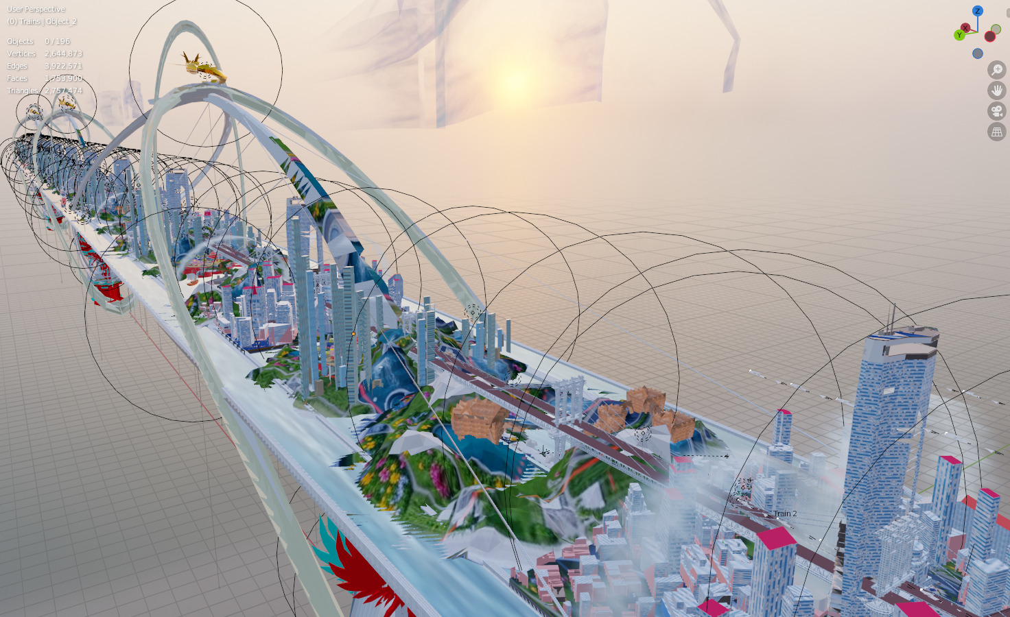 City on a Bridge Low-poly 3D model_2