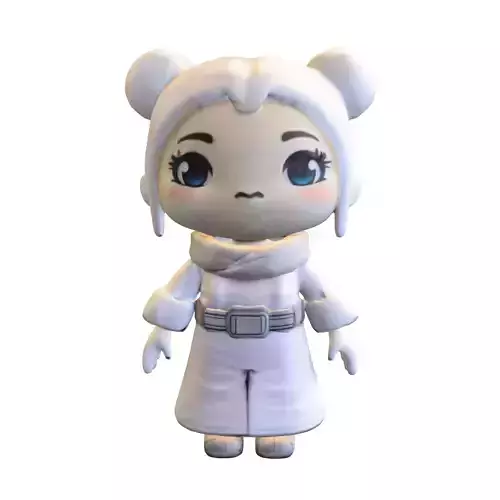 Cute  plushie Leia Organa Low-poly 3D model