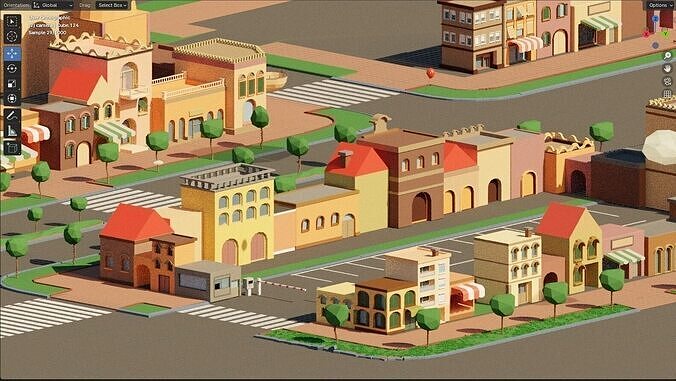 Lowpoly town Free 3D model