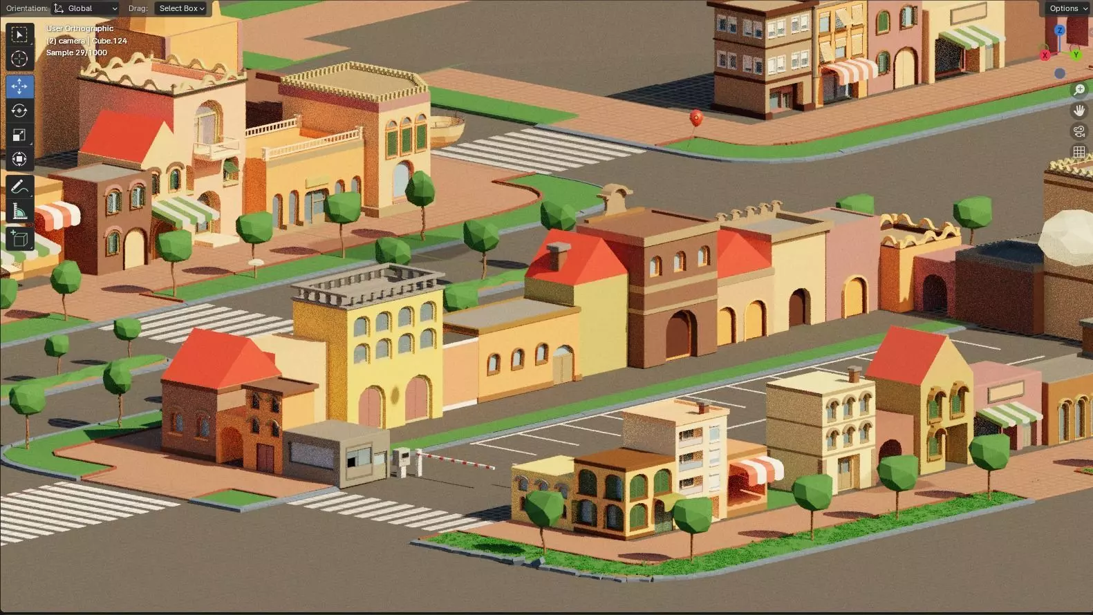 Lowpoly town Free 3D model