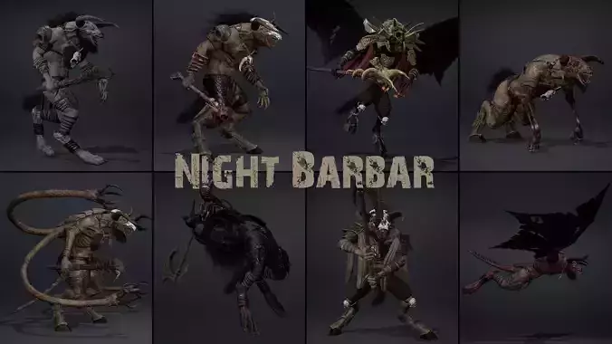 Night Barbarian Low-poly 3D model