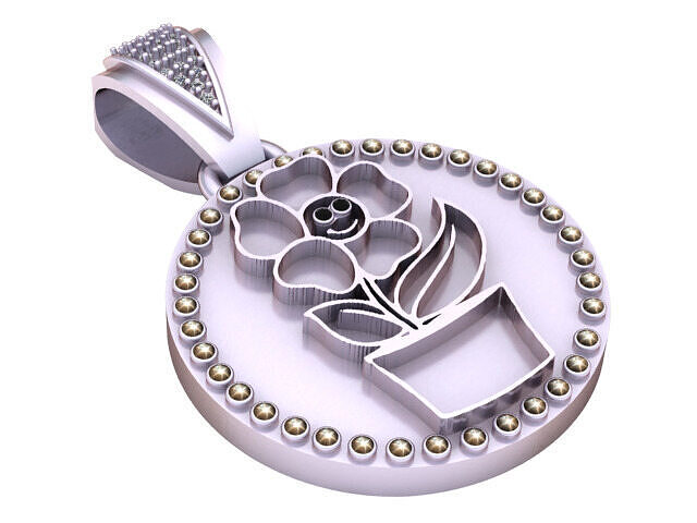 FLOWER ROUND PENDANT  3D print model