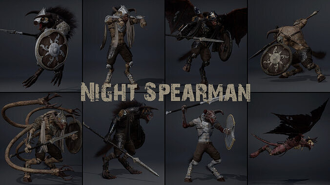 Night Spearman Low-poly 3D model