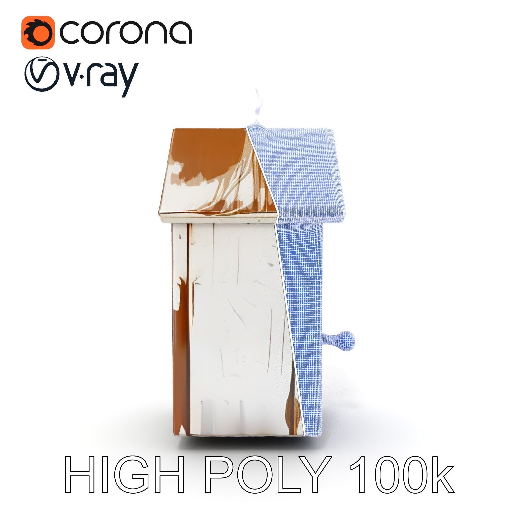 Rustic Wooden Birdhouse Model Pack Low-poly 3D model_33