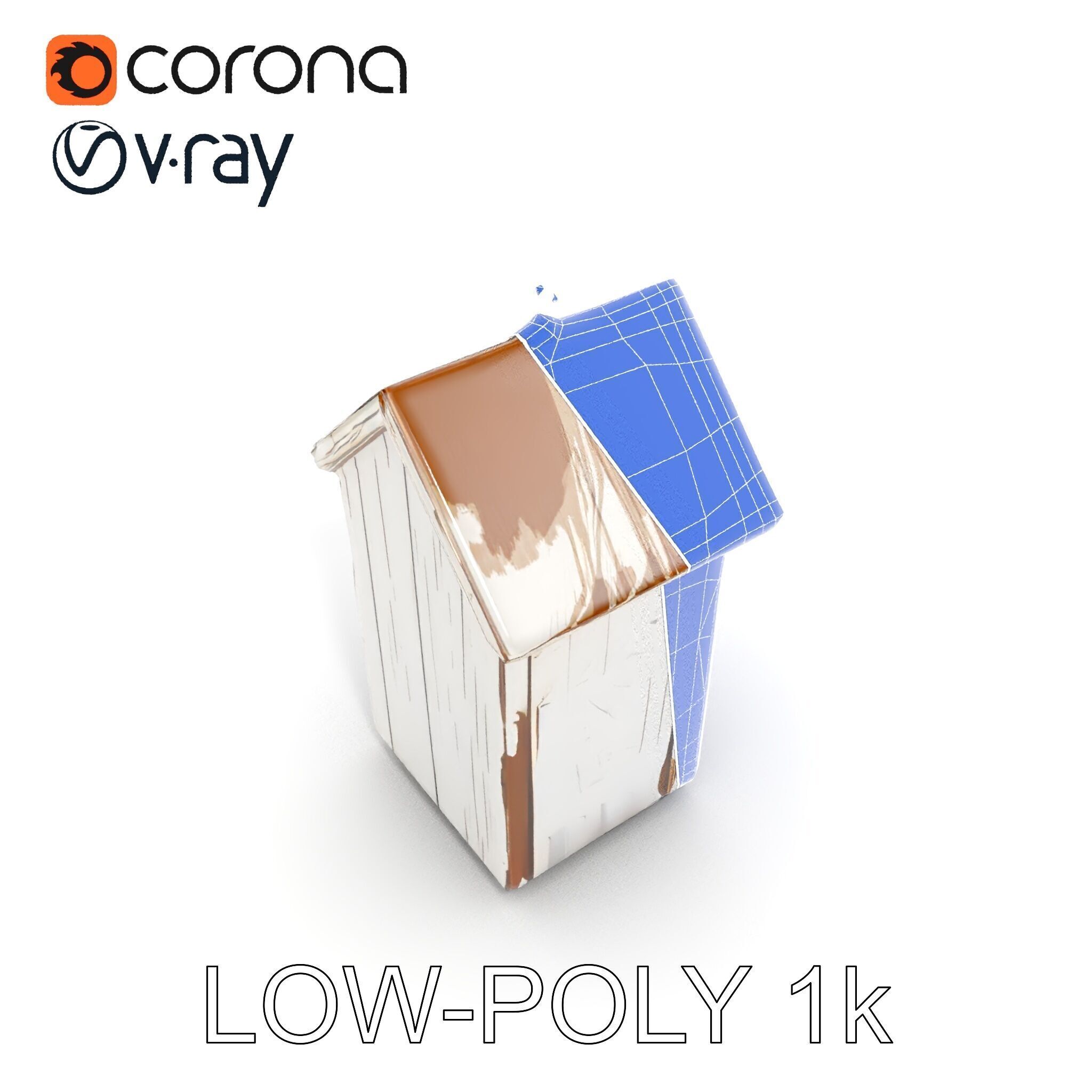 Rustic Wooden Birdhouse Model Pack Low-poly 3D model_29