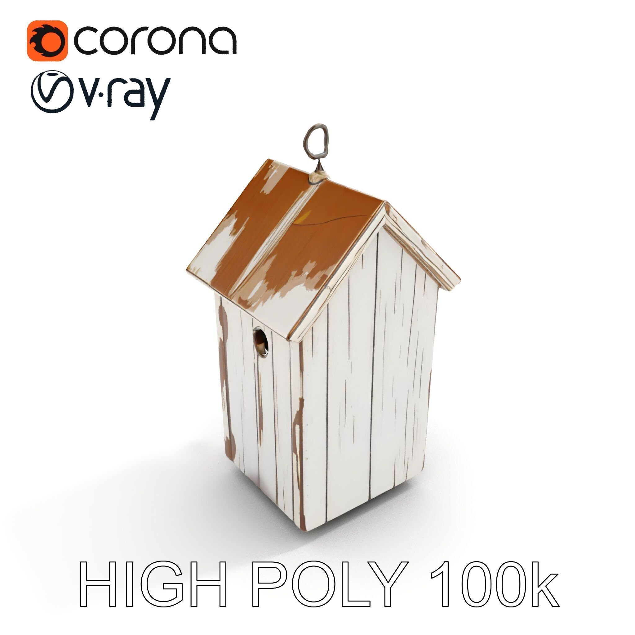Rustic Wooden Birdhouse Model Pack Low-poly 3D model_14