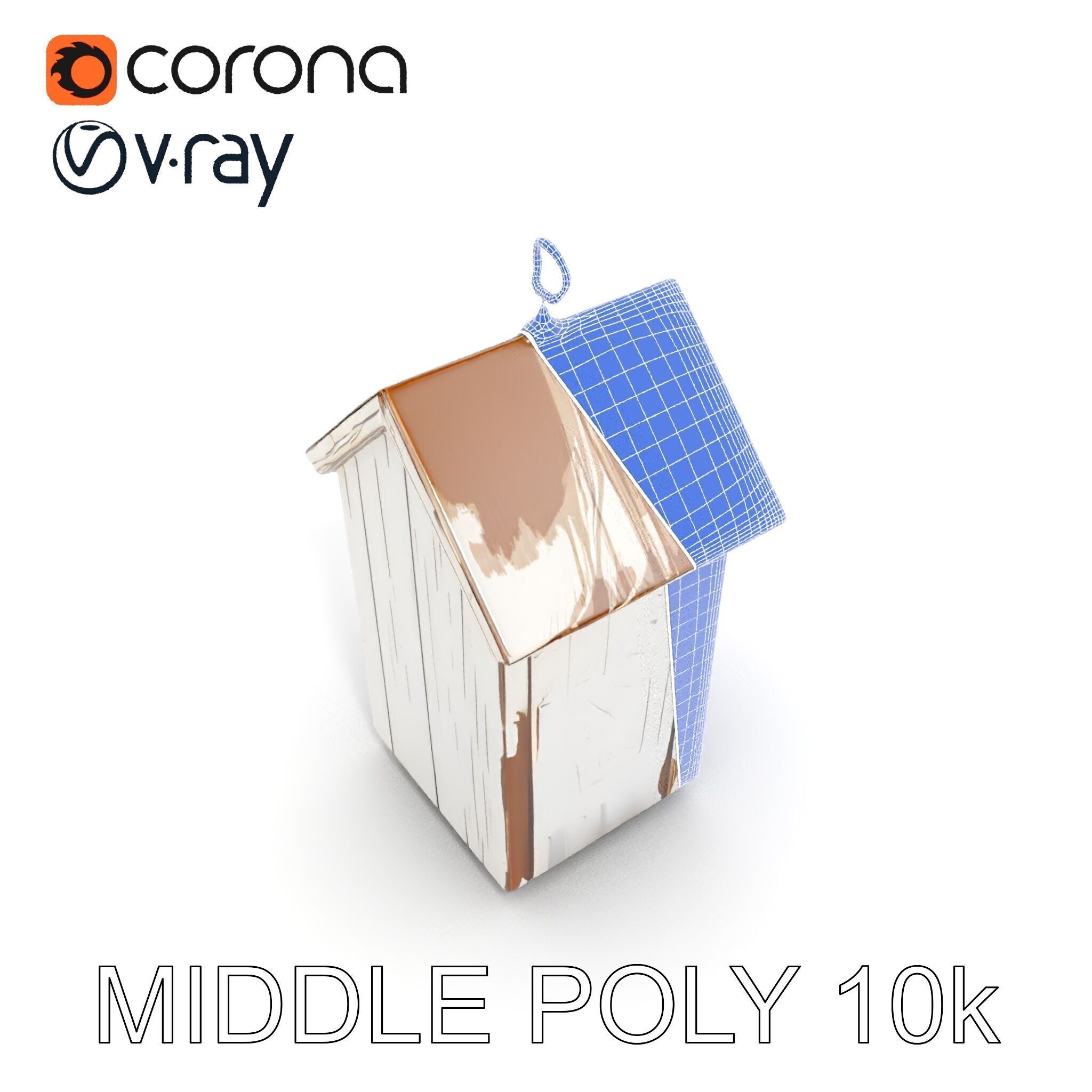 Rustic Wooden Birdhouse Model Pack Low-poly 3D model_12