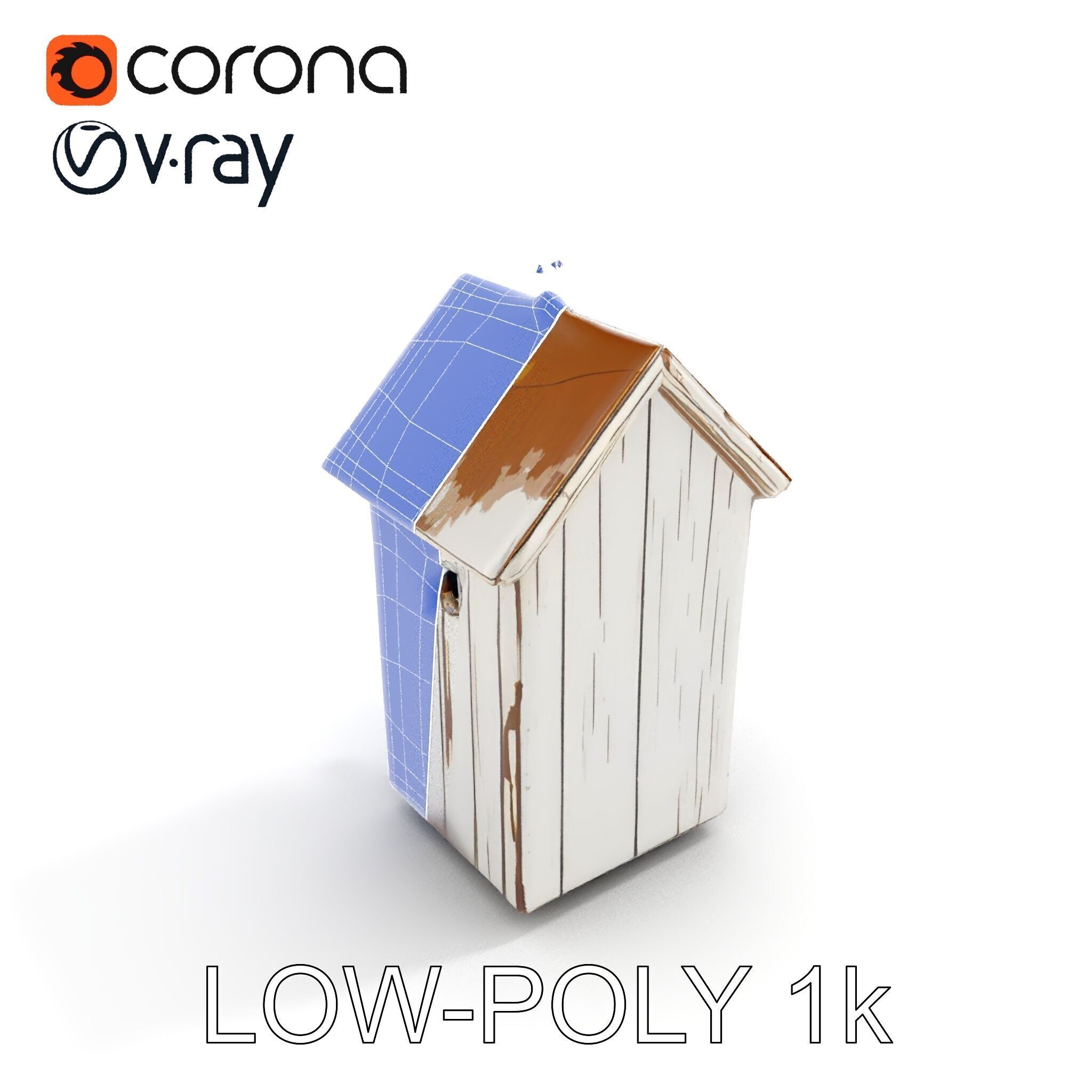 Rustic Wooden Birdhouse Model Pack Low-poly 3D model_13