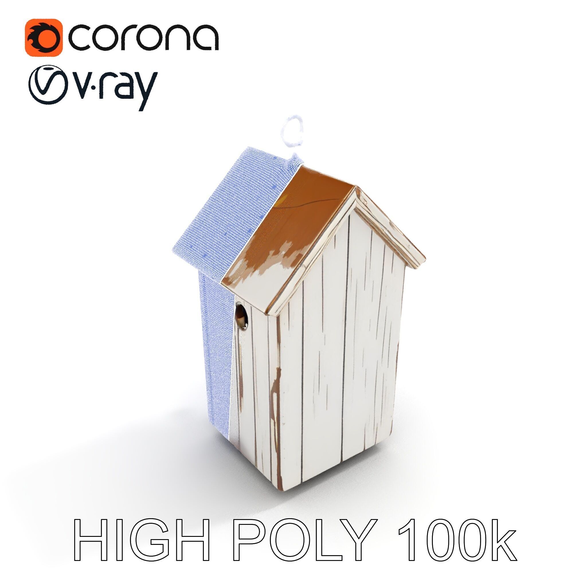 Rustic Wooden Birdhouse Model Pack Low-poly 3D model_36