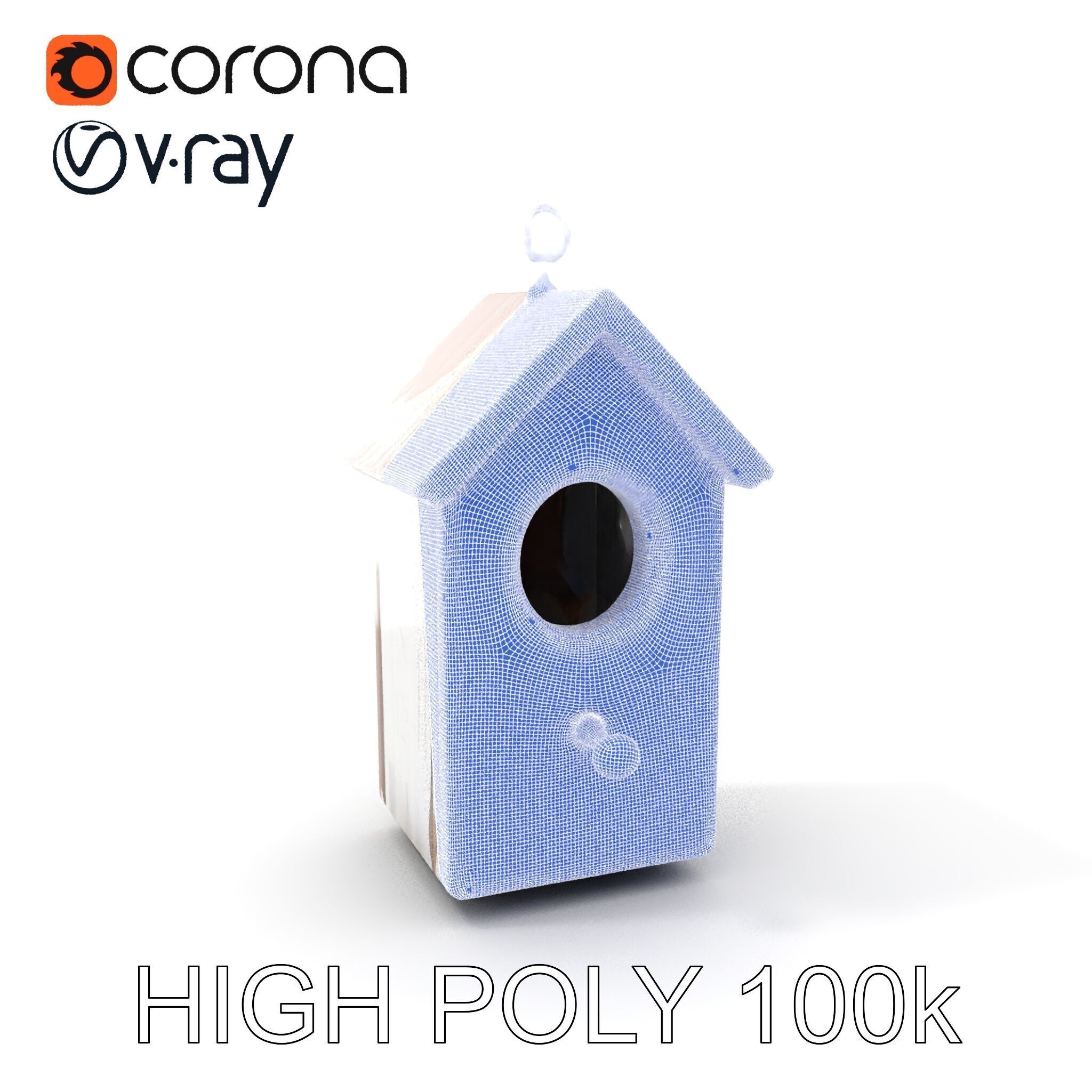 Rustic Wooden Birdhouse Model Pack Low-poly 3D model_5